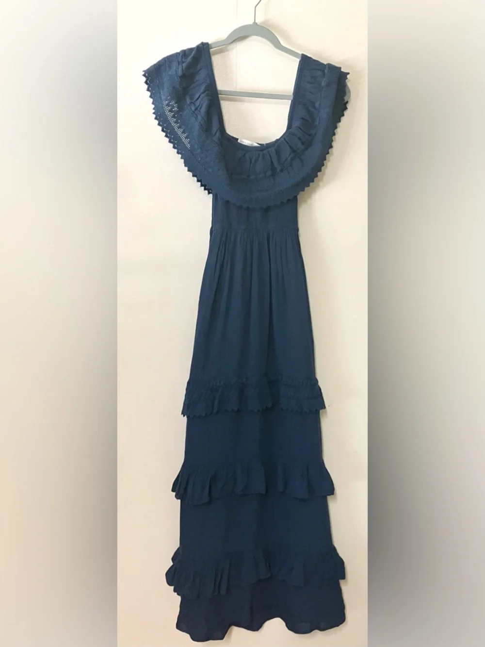 Altar'd State Navy Tiered Off the Shoulder Ruffled Maxi Dress (Becca): M - Picture 5 of 9
